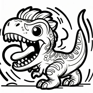 Roaring Cartoon T-Rex omalovánka – zábavná coloring page s řvoucím dinosaurem k vytištění