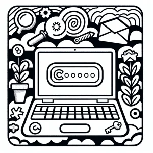 Chromebook login screen coloring page – omalovánka s tech tipy k vybarvení pro děti a studenty