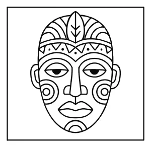 Africká maska – omalovánka ke stažení zdarma, coloring page pro děti a dospělé
