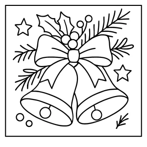 Vánoční zvonky omalovánka – coloring page s motivem vánočních zvonků k vytištění