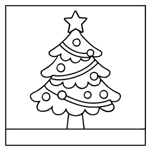Omalovánka vánočního stromečku – vánoční coloring page k vytištění a vybarvení zdarma