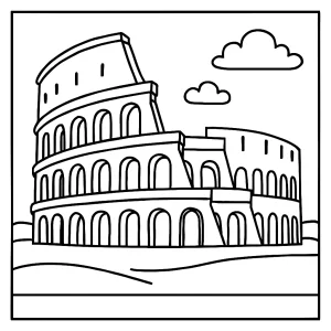 Koloseum omalovánka – coloring page k vytištění zdarma pro děti