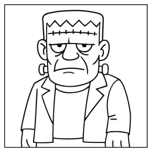 Frankenstein omalovánka – strašidelná coloring page k vytištění zdarma