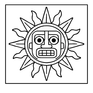 Incké slunce omalovánka – detailní coloring page k vybarvení a vytištění zdarma