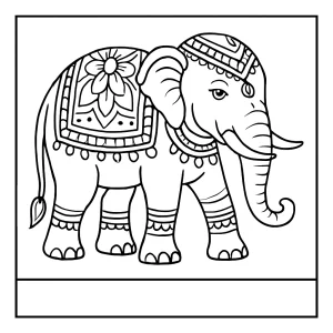 Omalovánka indického slona – coloring page ke stažení a vybarvení
