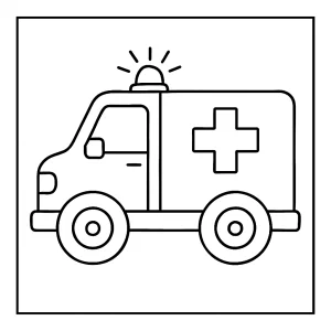 Omalovánka sanitky – coloring page s obrázkem sanitky k vybarvení a vytištění zdarma