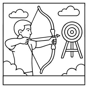 Omalovánka zdarma s motivem lukostřelce, coloring page k vytištění a vybarvení pro děti.