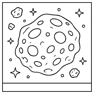Asteroid omalovánka – vesmírná coloring page ke stažení zdarma