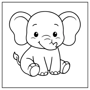 Omalovánka baby slůněte – coloring page zdarma k vybarvení a tisku pro děti