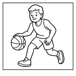 Omalovánka basketbalisty – coloring page k vytisknutí zdarma