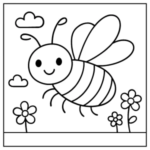 Omalovánka včelka – roztomilá včelka na coloring page k vybarvení pro děti