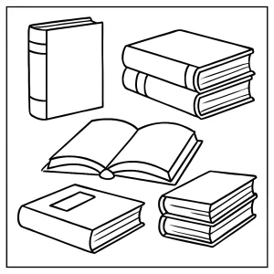 Omalovánka knihy – coloring page s knihami zdarma k vytištění