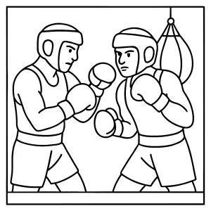 Boxerský zápas omalovánka – coloring page s motivem sportu k vytištění zdarma