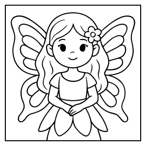 Motýlí dívka omalovánka – coloring page k vybarvení zdarma