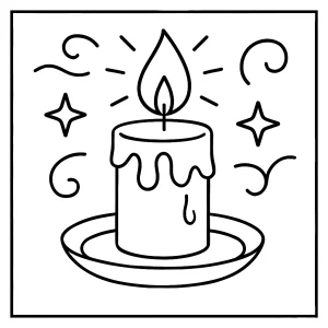 Omalovánka svíčky – coloring page svíčka pro tisk a vybarvení zdarma