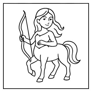 Omalovánka kentaura – coloring page s mýtickou bytostí pro tisk a vybarvení zdarma