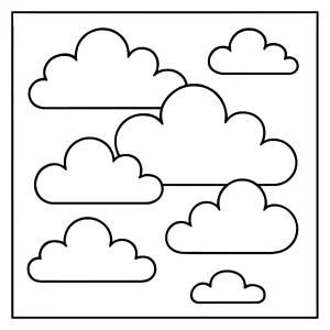 Omalovánka mraky – černobílý obrázek mraků k vybarvení, coloring page zdarma