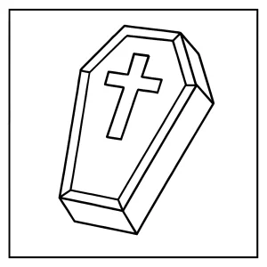 Omalovánka rakev – coffin coloring page pro tisk a vybarvování zdarma