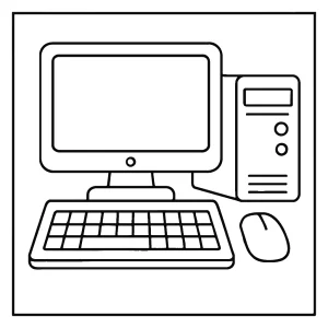 Počítač omalovánka coloring page – obrázek počítače k vybarvení zdarma