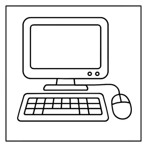 Omalovánka počítače – coloring page s motivem počítače k vybarvení zdarma