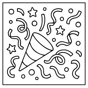 Omalovánka konfet – free printable confetti coloring page pro děti