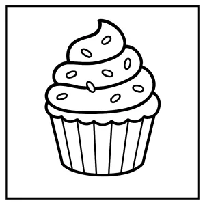Cupcake omalovánka – coloring page s roztomilým dortíkem k vybarvení zdarma