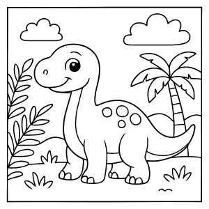 Omalovánka dinosaura – coloring page s veselým dinosaurem k vybarvení pro děti