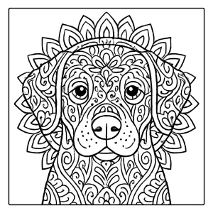 Mandala pes omalovánka – coloring page se psem k vytištění zdarma