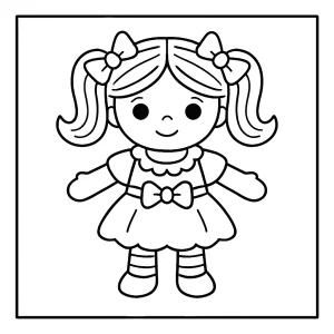 Omalovánka panenka – coloring page s obrázkem roztomilé panenky k vybarvení