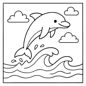 Omalovánka skákajícího delfína – coloring page zdarma pro děti k vytištění