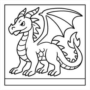 Omalovánka draka – coloring page pro tisk zdarma s pohádkovým drakem
