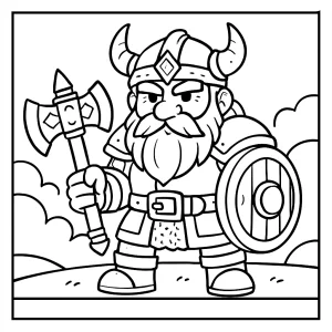 Omalovánka statečného trpasličího bojovníka – coloring page k vybarvení zdarma