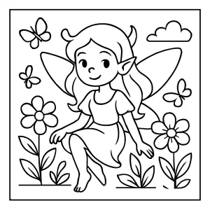 Omalovánka kouzelné víly – fairy coloring page zdarma ke stažení a vybarvení
