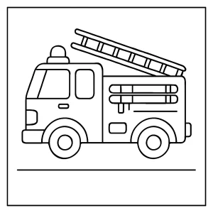 Omalovánka hasičského auta – coloring page k vytisknutí zdarma pro děti