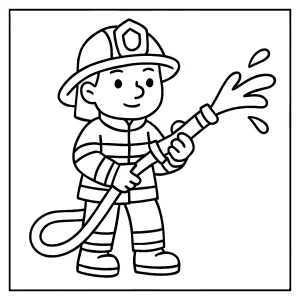 Omalovánka statečného hasiče – coloring page zdarma k vytištění a vybarvení pro děti