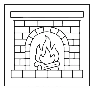 Omalovánka krbu – coloring page s motivem krbu k vytištění zdarma