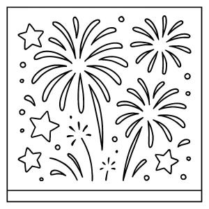 Omalovánka ohňostroje – veselá coloring page k vytištění zdarma pro děti