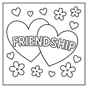 Přátelská srdíčka omalovánka – coloring page k vybarvení zdarma pro děti