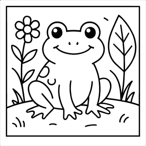 Omalovánka s obrázkem žáby k vybarvení – coloring page zdarma ke stažení pro děti