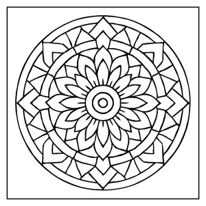 Geometrická mandala omalovánka – detailní omalovánka k vybarvení pro děti i dospělé