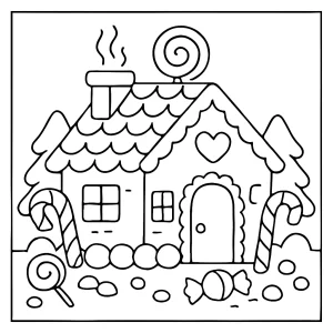 Perníkový domeček omalovánka – coloring page s vánočním motivem k vybarvení