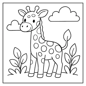 Žirafa omalovánka – coloring page s obrázkem žirafy k vybarvení pro děti