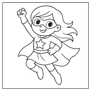 Omalovánka dívka superhrdinka – coloring page zdarma k vytištění pro děti