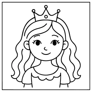 Omalovánka dívky s korunou – coloring page k vytištění zdarma