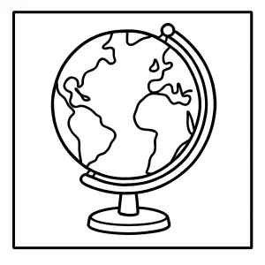 Omalovánka zeměkoule – coloring page s obrázkem planety Země k vybarvení