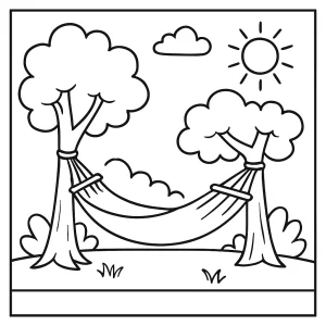 Omalovánka houpací sítě – coloring page k vybarvení a tisku zdarma
