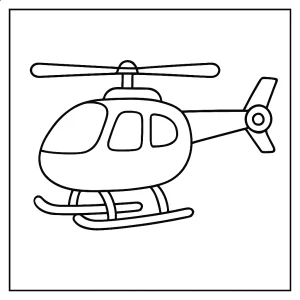 Omalovánka helikoptéry – coloring page s jednoduchou helikoptérou k vybarvení a tisku zdarma pro děti.