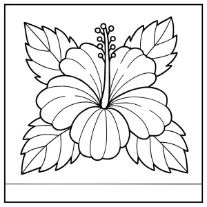 Ibišek omalovánka – tisknutelná coloring page s exotickým květem ibišku k vybarvení