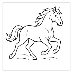 Běžící kůň omalovánka – coloring page pro děti k vytištění a vybarvení zdarma