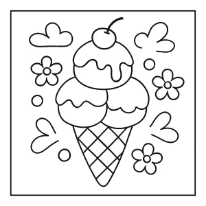 Zmrzlinová omalovánka – coloring page s obrázkem zmrzliny k vybarvení pro děti